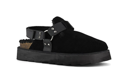 PLATFORM SABOT leather strap NERO